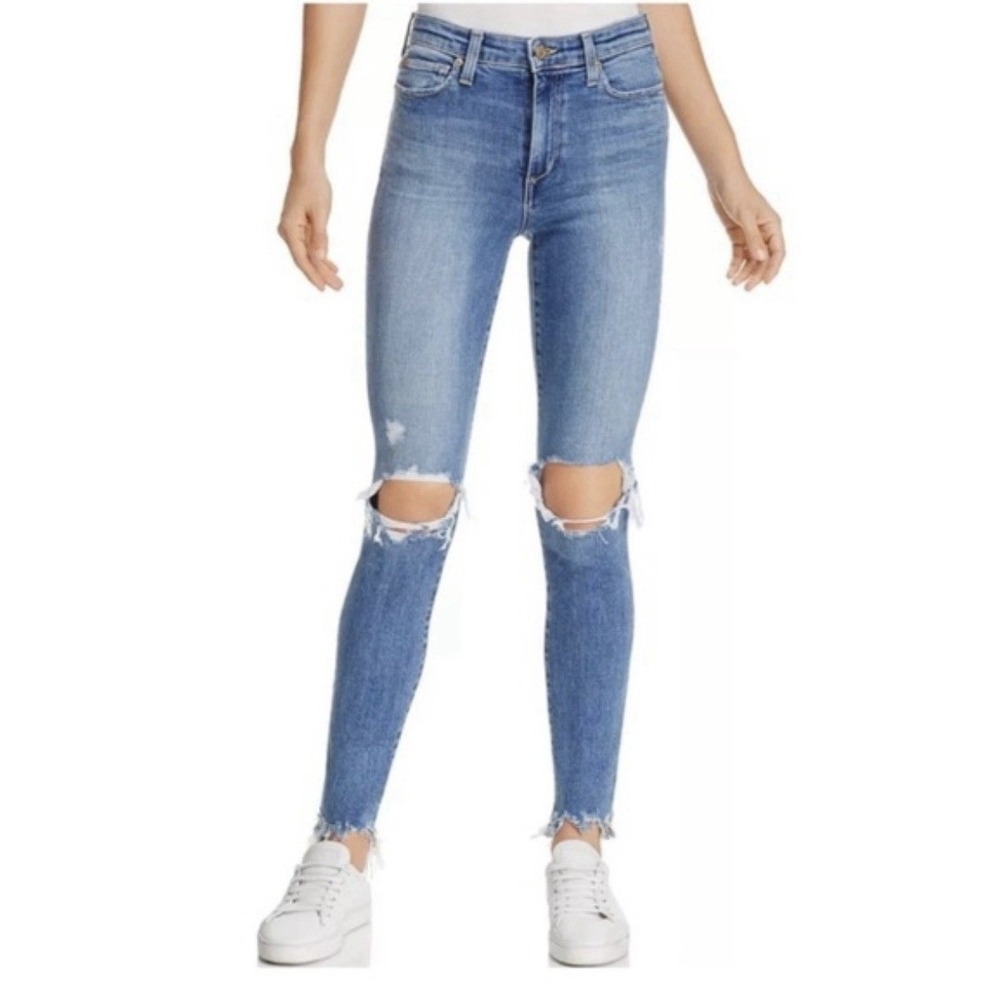 Joe's Jeans Women's "The Charlie High Rise Skinny" Raw Chewed Hem Jeans Size 25